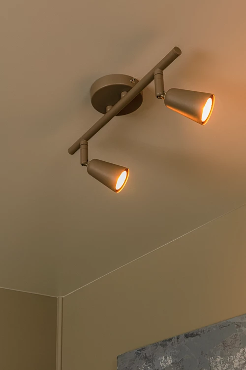 Lucide TIANA - Wall spotlight / Wall light - 2xGU10 - Taupe | Essential - atmosphere 1